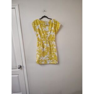 Gap Womens Yellow White Abstract Cloud Print Elastic Waist Shift Mini Dress XS